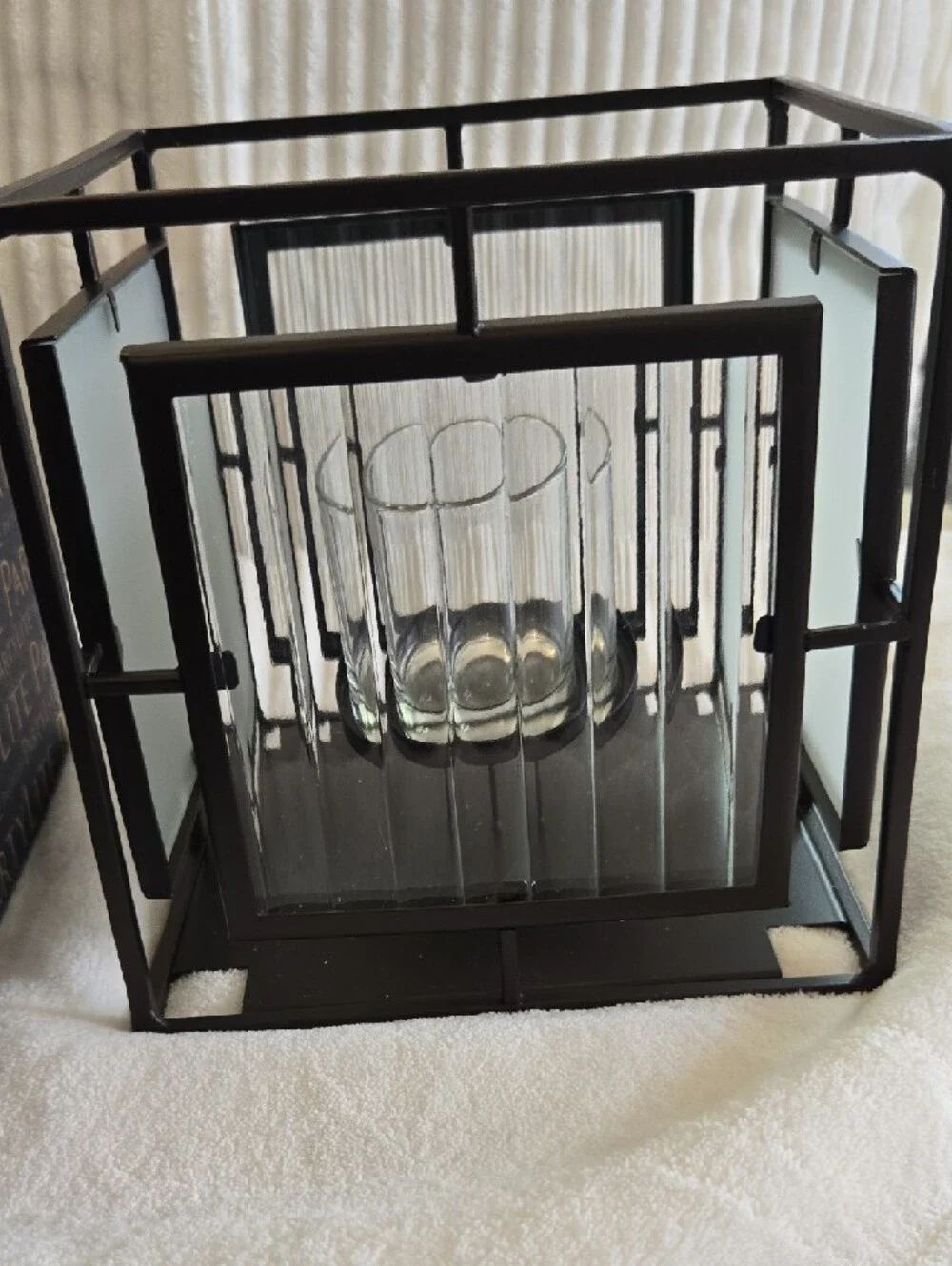 PartyLite Black and Clear Metal Glass Votive Lantern - Picture 3 of 6